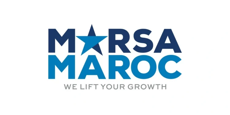 Logo de Marsa Maroc, entreprise marocaine spécialisée dans l'exploitation de terminaux et de quais portuaires.